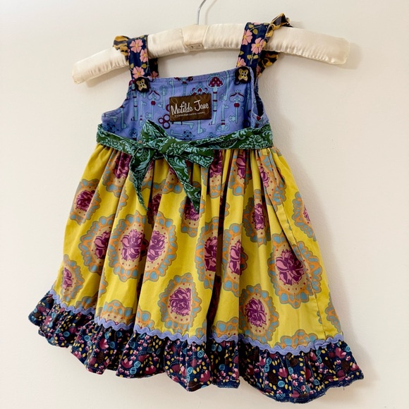 Matilda Jane Paint By Numbers Lace Apron Dress Colorful Mixed Print, Size 18m - Picture 12 of 14
